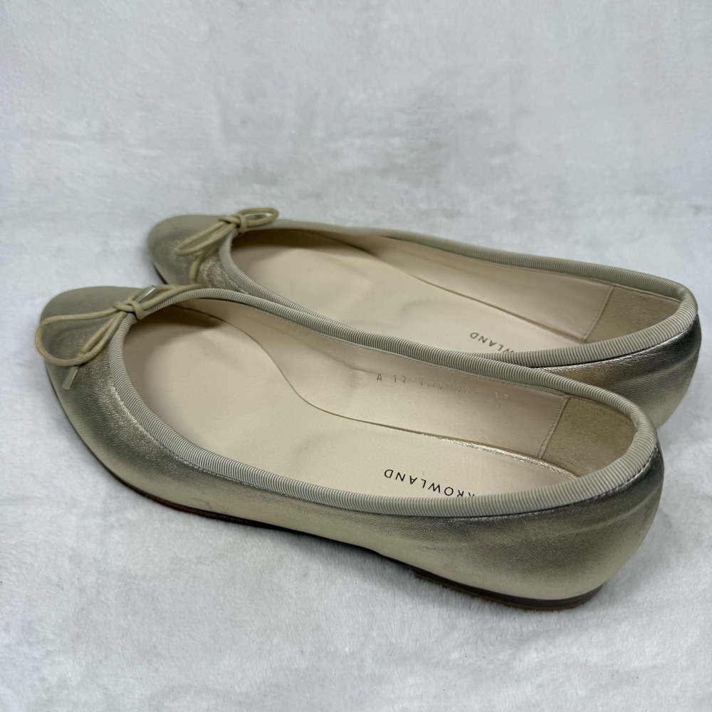 Tomorrowland Metallic Gold Leather Ballet Flats Bow Almond Toe TMD-001 Size 37 - Picture 8 of 12